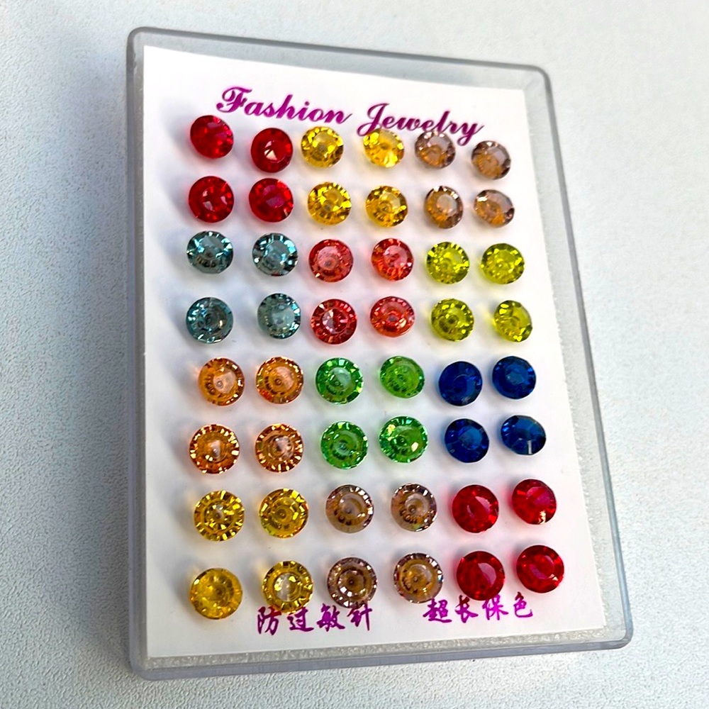 24 Pairs Of Crystal Earrings